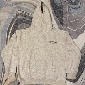 Fear of God Light Oatmeal Essentials Logo Hoodie Mens Small Medium or Large